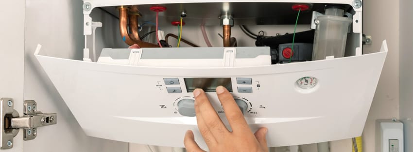 A boiler being repaired